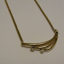 Avon Vintage Gold Tone Sweeping Sparkle Necklace With Curb Link Chain - $11.00