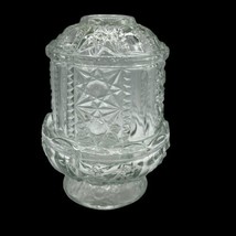 Indiana Glass Co. Stars and Bars Fairy Light Lamp Candle Holder Clear Glass Vntg - $28.01