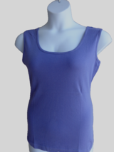 Roaman&#39;s Denim 24/7 Ribbed Cotton Scoop Neck Tank Top Plus S 12W  Lt.grape - £4.30 GBP