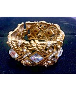 Vintage Rhinestone &amp; Gold tone Thick Bracelet - $73.85 CAD