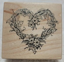 PSX Heart Vine Flower Wreath, Valentine&#39;s Day Rubber Stamp, F-057 - NEW - £5.46 GBP