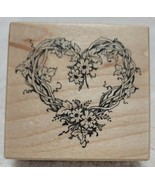 PSX Heart Vine Flower Wreath, Valentine's Day Rubber Stamp, F-057 - NEW - $6.95