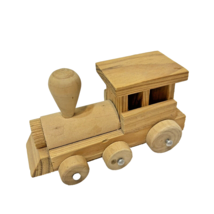 Vintage Handmade Wooden Train Engine Holiday Christmas Natural Wood 4.5 x 3&quot; - £8.55 GBP