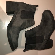 Office London Slip On Booties SIze 40 Dark Gray Suede Block Heels US SZ 9 - £15.81 GBP