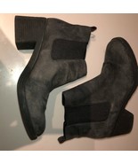 Office London Slip On Booties SIze 40 Dark Gray Suede Block Heels US SZ 9 - £15.94 GBP