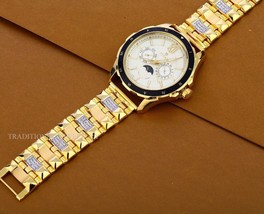 Brand New Designer Exclusive 22K 916% Gold Mens Man wrist Watch CZ Studd... - $11,583.00