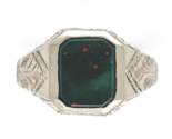 14k Gold Men&#39;s Genuine Natural Bloodstone Ring Hand Engraved Size 5.5 (#... - $400.95