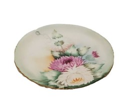 Vintage R &amp; C Bavaria Hand Painted Monbijou Chrysanthemum Lillies White Plate 8&quot; - £27.43 GBP