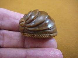 (tb-snail-3) little tan Snail shell Tagua NUT palm figurine Bali snails - $55.99