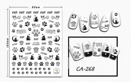Nail art 3D stickers decal cat in love paw print infinity sign moon CA268 - £2.66 GBP