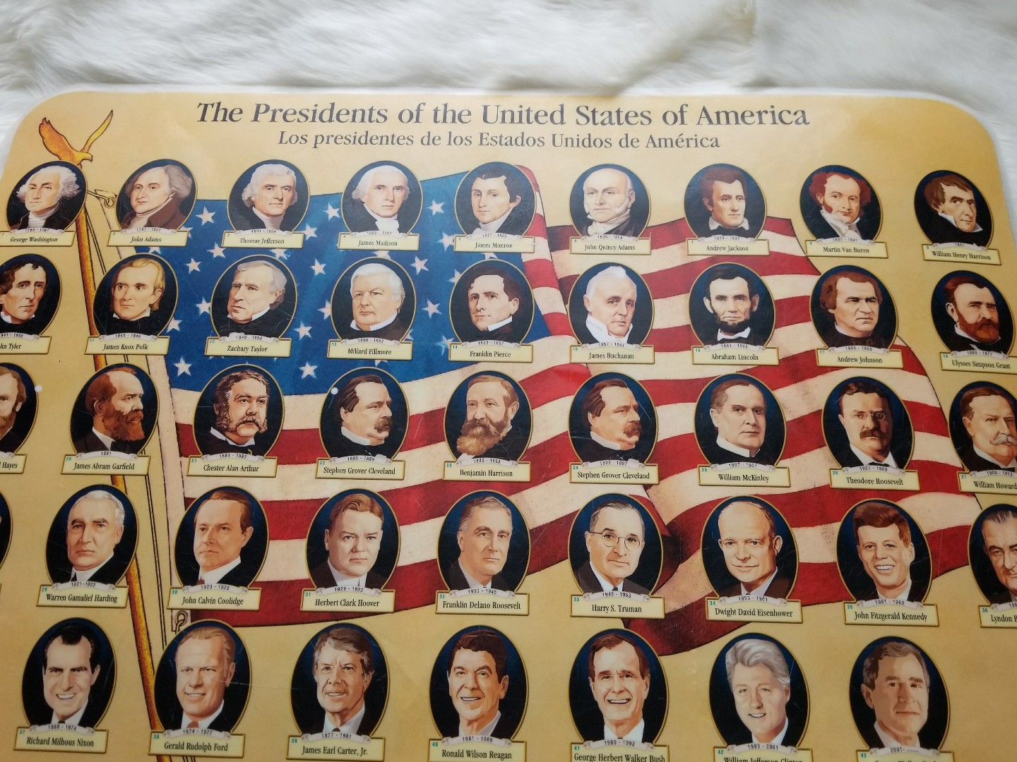 Vintage Presidents Placemat ~ 1789 - 2001 ~ Collectible ~ 17.5" x 12" ~ Plastic  Item image 2