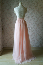 Blush Pink Floor Length Tulle Skirt Outfit Bridesmaid Custom Size Tulle Skirt image 5
