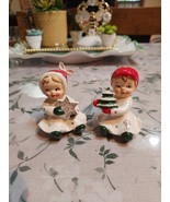 Vintage Napco Girl w/ Star &amp; Boy w/ Tree Salt And Pepper 1959 Japan Chri... - $349.95