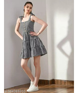 Plaid Dress for Women Sexy Mini Bow Tie Straps Button High Waist Ruffle ... - €19,19 EUR
