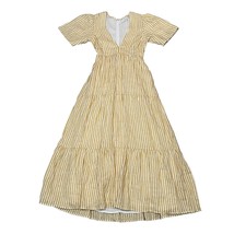 Faithfull the Brand Aberdeen Midi Dress Striped Tiered Skirt Linen - Siz... - $86.11