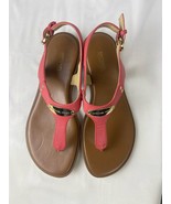 Michael Kors Women&#39;s MK Logo Plate Thong Sandals Sangria Size 7.5 - $28.49