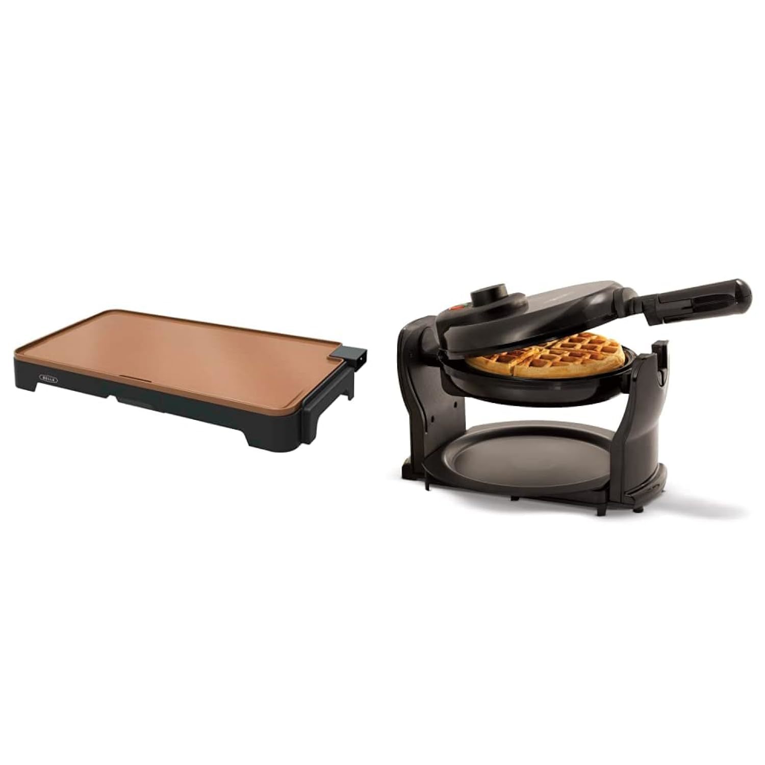 BELLA XL Electric Ceramic Titanium Griddle, 12" x 22", Copper/Black & Classic Ro