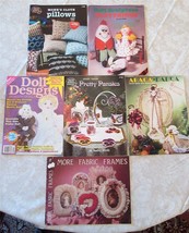 6 Vintage Craft Books Plastic Pansy Abaca Mat Fabric Frames Cloth Pillows, Dolls - $12.00