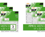 HDX 14&quot; x 20&quot; x 1&quot; FPR 5 MERV 8 Standard Pleated Furnace Air Filter 2x (... - £18.60 GBP