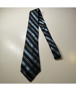 Perry Ellis Silk Striped Neck Tie Black Blue Office Work Business - $5.32 CAD