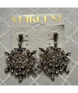 Clear Rhinestones Winter Snowflake Design Earrings.silver Tone - $14.80