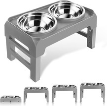Elevated Dog Bowls, Raised Feeder Stand with 2 Stainless Pet - £32.85 GBP