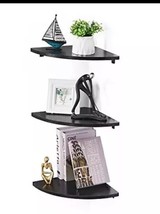 Corner Floating Shelves Black Set of 3 Wall Mounted Corner Display Shelf... - $14.73