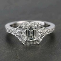 14K White Gold Plated 2.50Ct Emerald Simulated Diamond Wedding Engagement Ring - $93.12