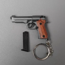 1:4 Beretta 92F Gun Model Key Chain Pistol Keychain with Wooden Handle M... - $22.99