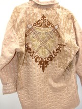 Danesi Jeans Mens Gold Large Embroidered Beads Long Sleeve Button Front Shirt - £9.46 GBP