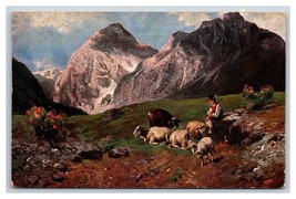 Christian Friedrich Mali Painting Shepherd Sheep Alpine Scene DB Postcard T6 - £4.85 GBP