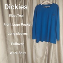 Dickies Blue Teal Long Sleeves Pullover Closure Logo Front Pocket Shirt Size 2xL - $12.00