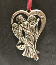 GORHAM SILVERPLATE ANGEL LOVE ORNAMENT CHERUB CHRISTMAS, 3”X 2” - $12.19