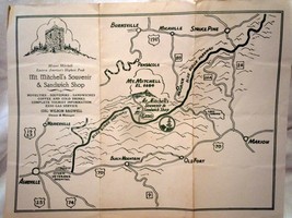 Mt. Michell’s Souvenir &amp; Sandwich Shop Map North Carolina - £3.13 GBP
