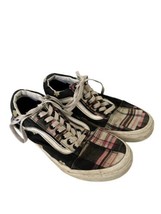 VANS Sneakers Shoes OLD SCHOOL Plaid Floral Black Pink Embroidery 6.5 M / 8 W - £22.24 GBP