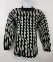 Classiques Entier Merino Wool Sweater Size M Houndstooth Black White Knit - £23.99 GBP