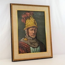 Needlepoint Man with Golden Helmet Rembrandt Painting Vintage Tapestry Knight - £108.12 GBP