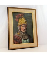 Needlepoint Man with Golden Helmet Rembrandt Painting Vintage Tapestry K... - £106.26 GBP