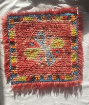 Vintage Chair Mat West Balkan Folklore Square Poly Wool Missing Corner T... - $753.96 MXN
