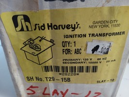 5LAY-12 OIL BURNER IGNITION TRANSFORMER SID HARVEY 729-15B FOR ABC - $84.15