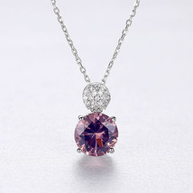 925 Silver Pendant Necklace Women&#39;s Morganite Simple High-Grade Neck Factory - £11.99 GBP