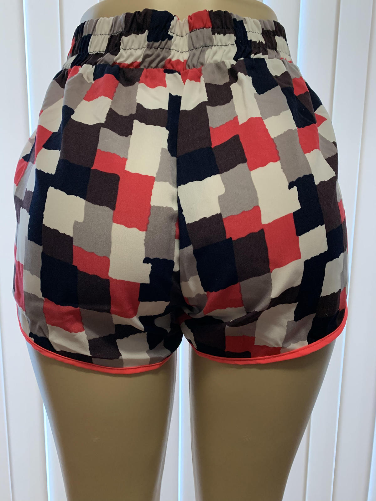 Women&#39;s Hot Shorts Neon Squares Boho Casual Gym Workout Running Yoga Pants - $8.99