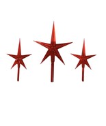 Vtg Atomic Star Light Peg Ceramic Christmas Tree Topper Lot of 3 Red 3&quot; ... - $9.50