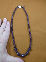 (v306-O) 20&quot; 6 + 10mm purple Amethyst crystal gemstone bead beaded Necklace - £50.75 GBP