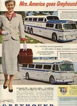Mrs America Goes Greyhound Magazine Ad 1950's Scenicruiser Highway Traveler - $17.82