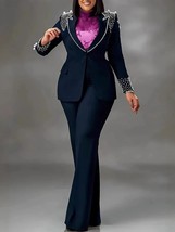Elegant Plus-Size Blazer Pants Set - $41.63
