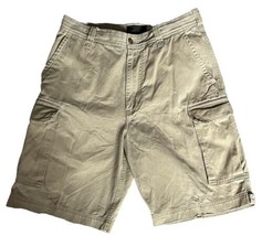 Abercrombie &amp; Fitch Cargo Shorts Men’s 33 Vtg Y2K Distressed Khaki Heavy Cotton - £15.09 GBP