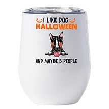 Miniature Bull Terrier Halloween Wine Glass Tumbler 12oz With Lid Gift for Dog L - £18.16 GBP