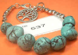 Turquoise Gemstone-Energy Jewelry-Bracelet-&amp;-charm-Facilitate- friendship-537 - £7.24 GBP