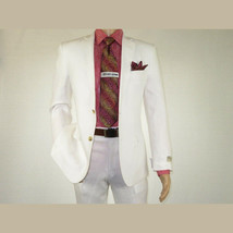 Men's Summer Linen Suit Apollo King Half Lined 2 Button Modern Fit SLN8 White image 3